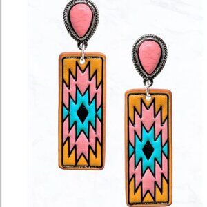 Southwestern Leather Drop Earrings